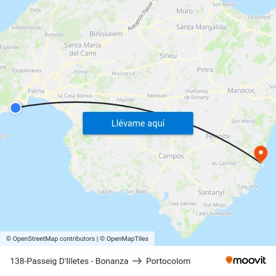 138-Passeig D'Illetes - Bonanza to Portocolom map