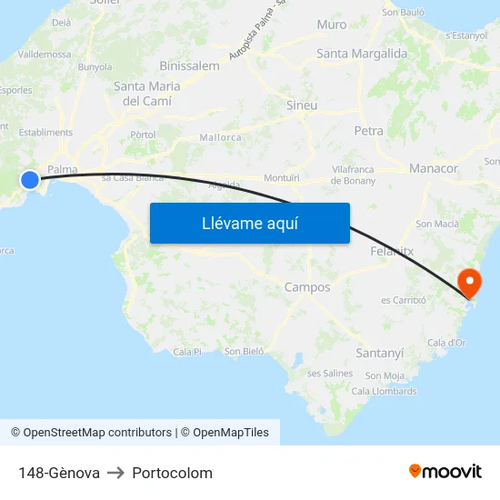 148-Gènova to Portocolom map