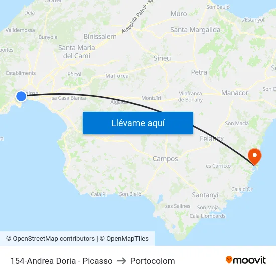 154-Andrea Doria - Picasso to Portocolom map