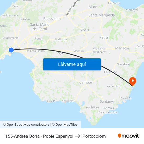 155-Andrea Doria - Poble Espanyol to Portocolom map