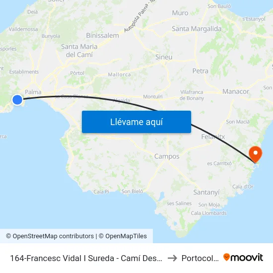 164-Francesc Vidal I Sureda - Camí Des Tramvia to Portocolom map