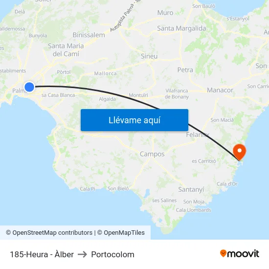185-Heura - Àlber to Portocolom map