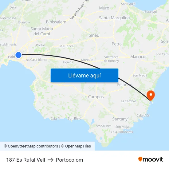 187-Es Rafal Vell to Portocolom map