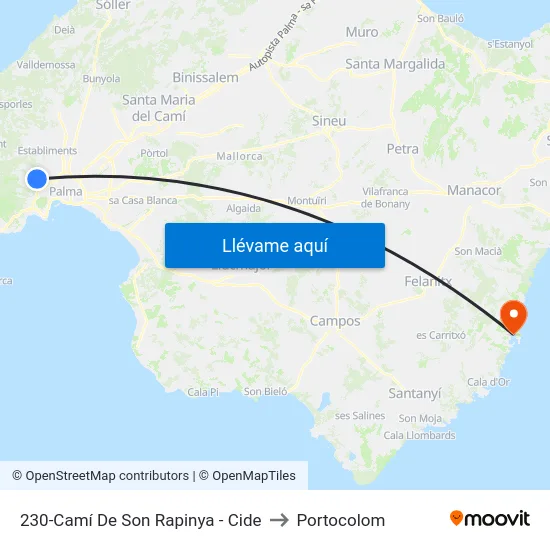 230-Camí De Son Rapinya - Cide to Portocolom map