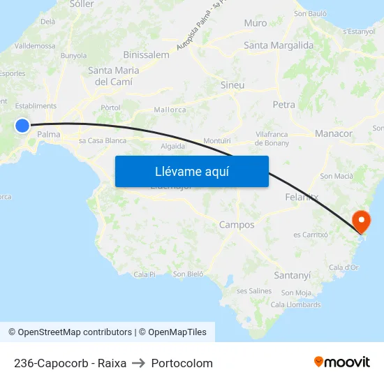 236-Capocorb - Raixa to Portocolom map
