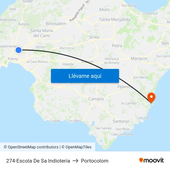 274-Escola De Sa Indioteria to Portocolom map