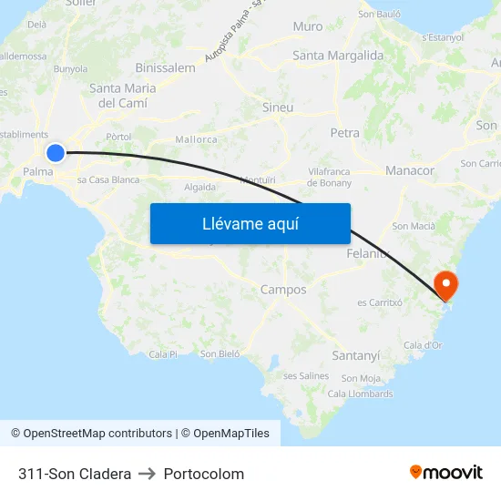 311-Son Cladera to Portocolom map