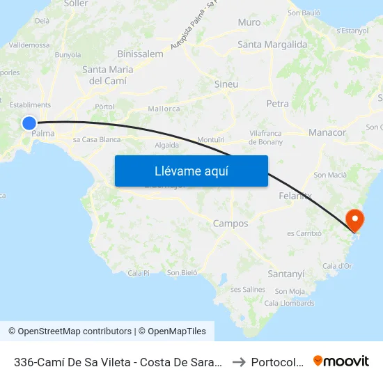 336-Camí De Sa Vileta - Costa De Saragossa to Portocolom map