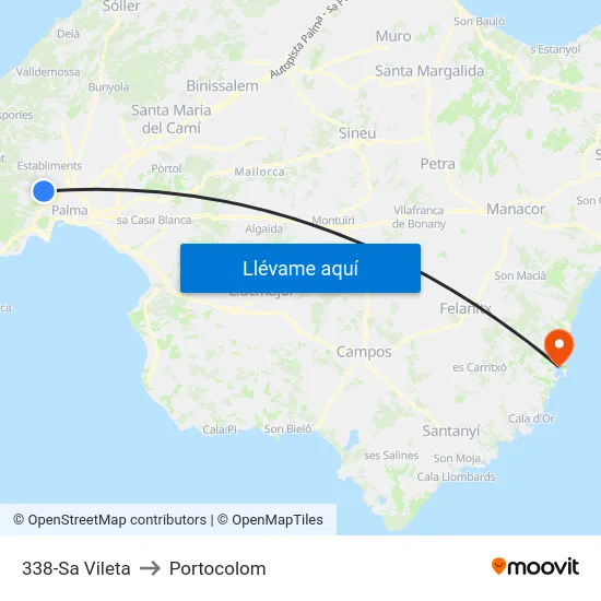 338-Sa Vileta to Portocolom map