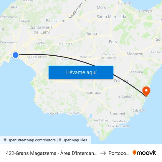 422-Grans Magatzems - Àrea D'Intercanvi Sindicat to Portocolom map