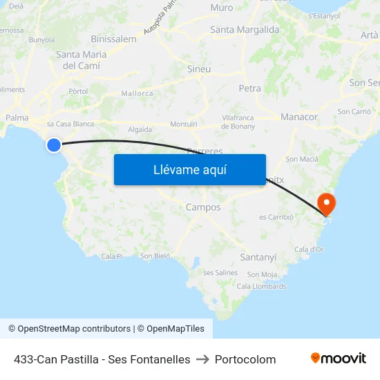 433-Can Pastilla - Ses Fontanelles to Portocolom map