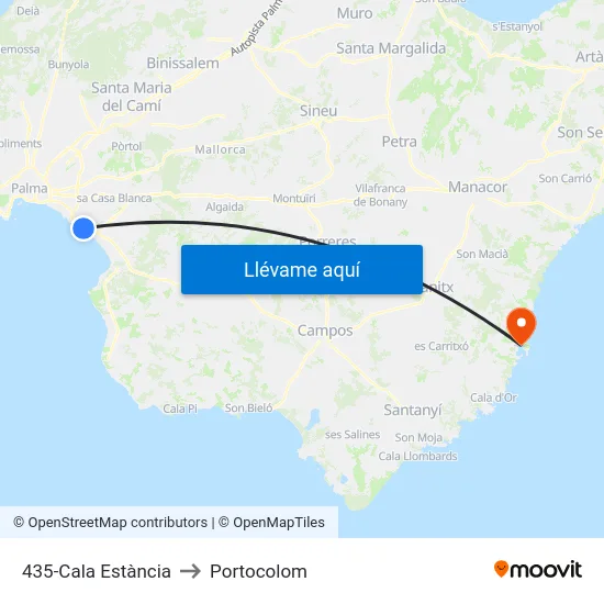 435-Cala Estància to Portocolom map