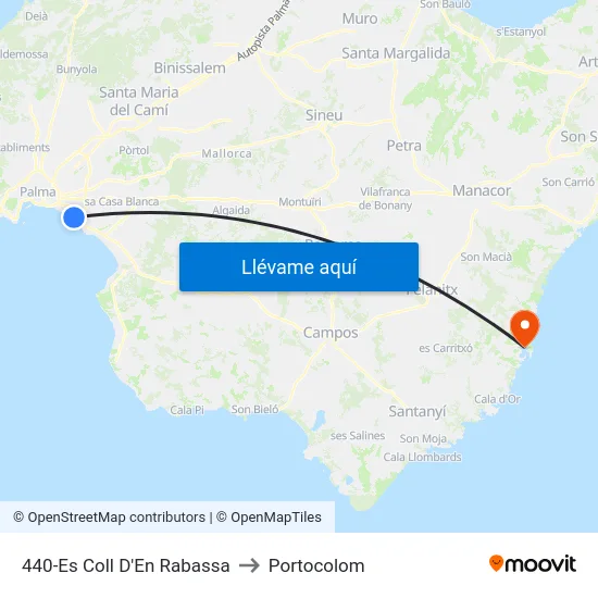 440-Es Coll D'En Rabassa to Portocolom map