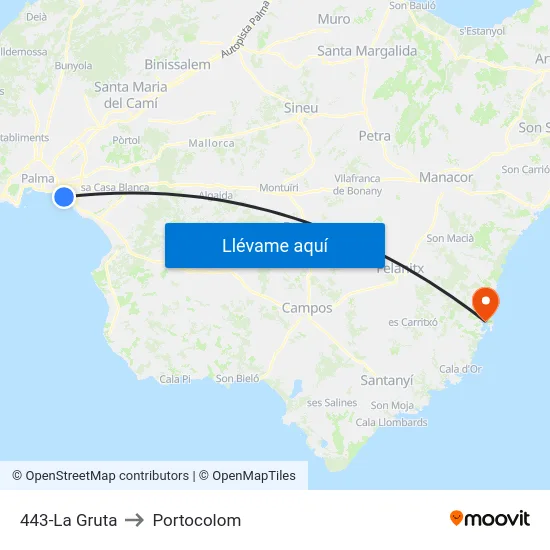 443-La Gruta to Portocolom map