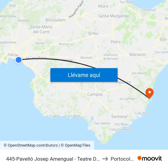 445-Pavelló Josep Amengual - Teatre Del Mar to Portocolom map