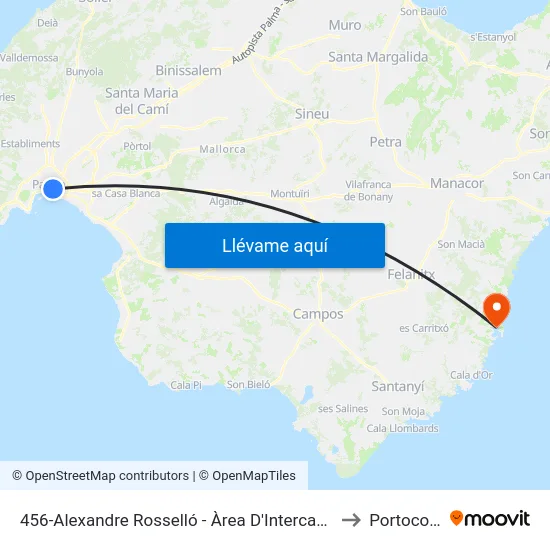 456-Alexandre Rosselló - Àrea D'Intercanvi Sindicat to Portocolom map