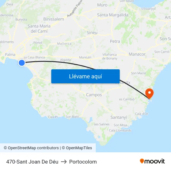 470-Sant Joan De Déu to Portocolom map