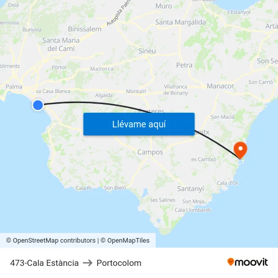 473-Cala Estància to Portocolom map