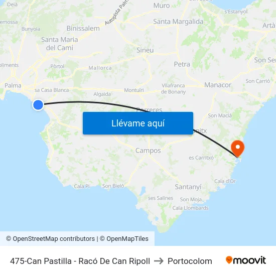 475-Can Pastilla - Racó De Can Ripoll to Portocolom map