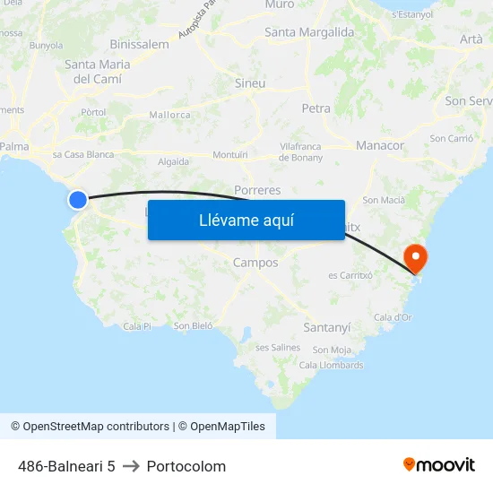 486-Balneari 5 to Portocolom map