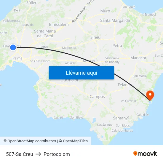 507-Sa Creu to Portocolom map
