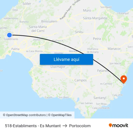 518-Establiments - Es Muntant to Portocolom map