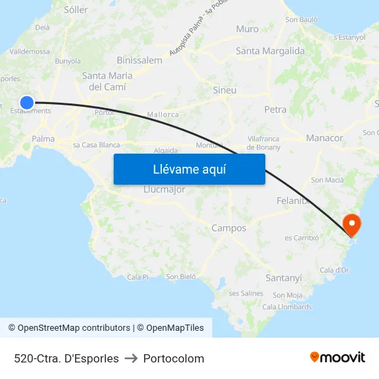 520-Ctra. D'Esporles to Portocolom map