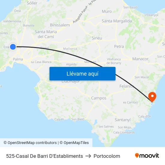 525-Casal De Barri D'Establiments to Portocolom map