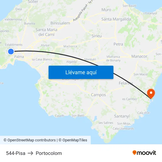 544-Pisa to Portocolom map
