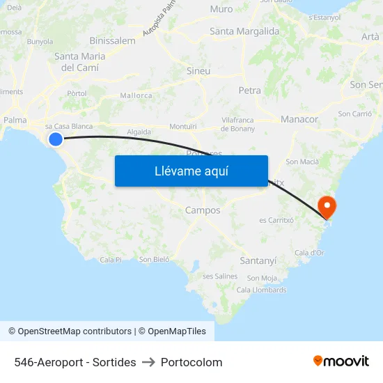 546-Aeroport - Sortides to Portocolom map