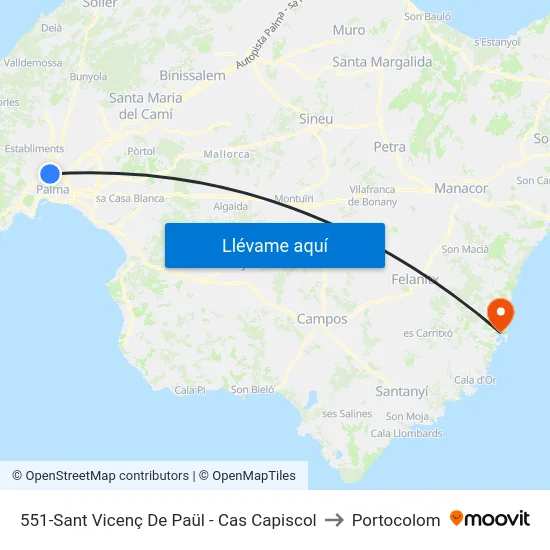 551-Sant Vicenç De Paül - Cas Capiscol to Portocolom map