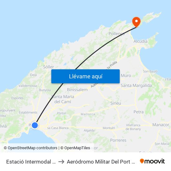 Estació Intermodal (40036) to Aeródromo Militar Del Port De Pollença map