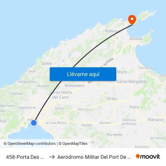 458-Porta Des Camp to Aeródromo Militar Del Port De Pollença map