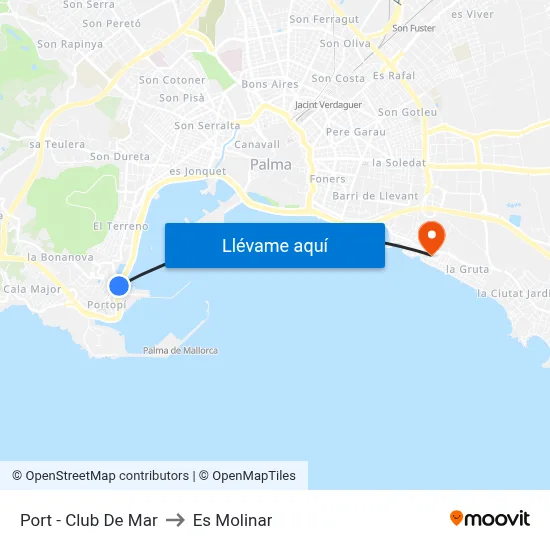 Port - Club De Mar to Es Molinar map