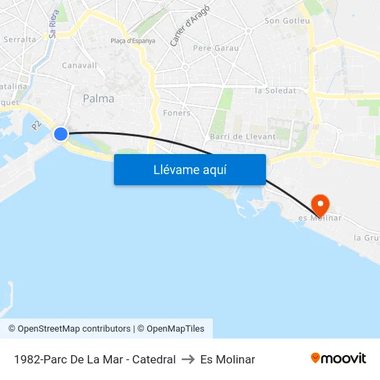 1982-Parc De La Mar - Catedral to Es Molinar map