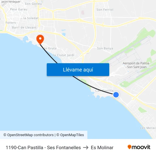 1190-Can Pastilla - Ses Fontanelles to Es Molinar map