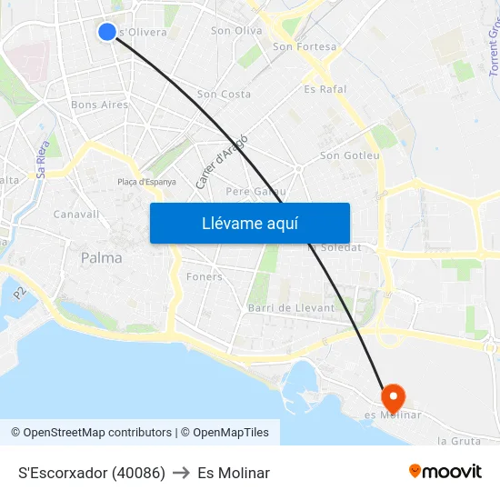 S'Escorxador (40086) to Es Molinar map
