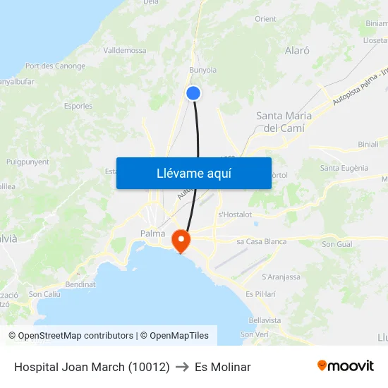 Hospital Joan March (10012) to Es Molinar map