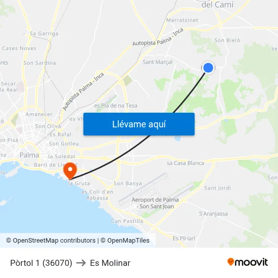 Pòrtol 1 (36070) to Es Molinar map
