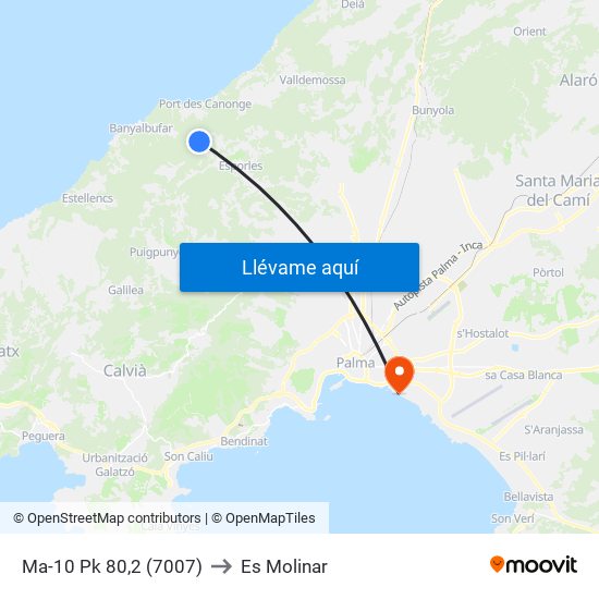 Ma-10 Pk 80,2 (7007) to Es Molinar map