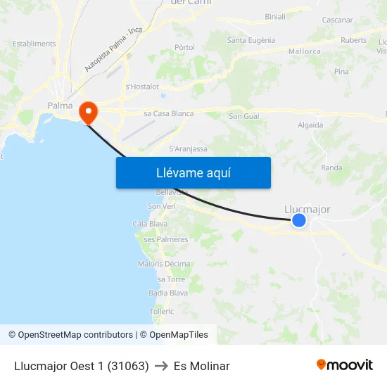 Llucmajor Oest 1 (31063) to Es Molinar map