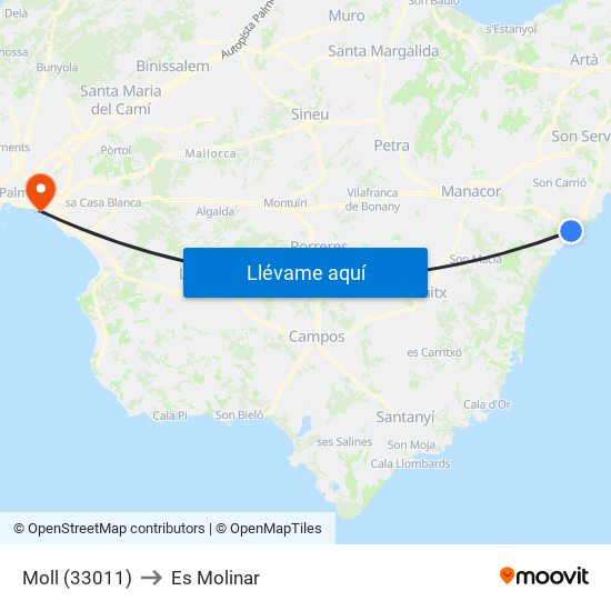 Moll (33011) to Es Molinar map