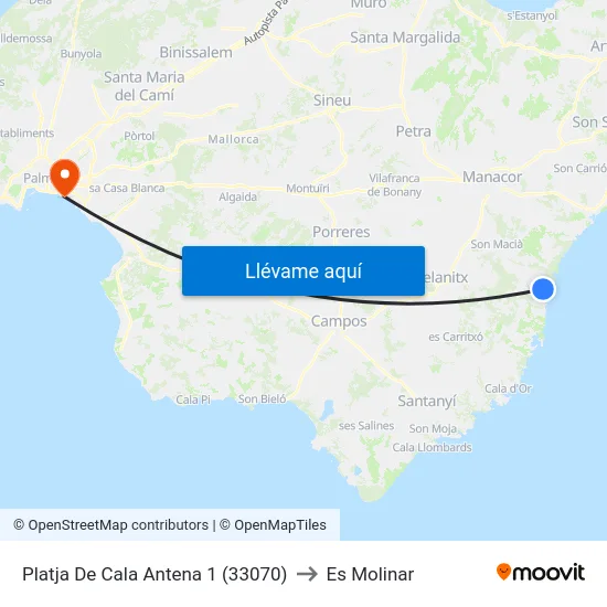 Platja De Cala Antena 1 (33070) to Es Molinar map
