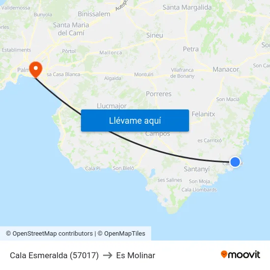 Cala Esmeralda (57017) to Es Molinar map