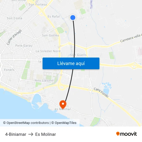 4-Biniamar to Es Molinar map