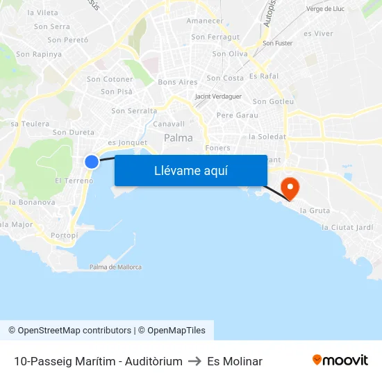 10-Passeig Marítim - Auditòrium to Es Molinar map