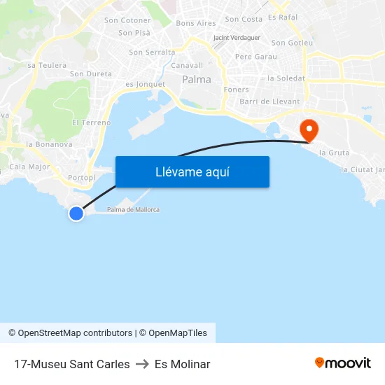 17-Museu Sant Carles to Es Molinar map