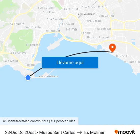 23-Dic De L'Oest - Museu Sant Carles to Es Molinar map