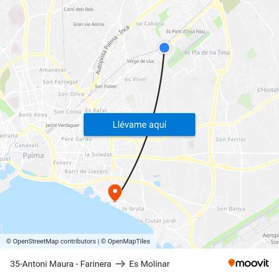 35-Antoni Maura - Farinera to Es Molinar map