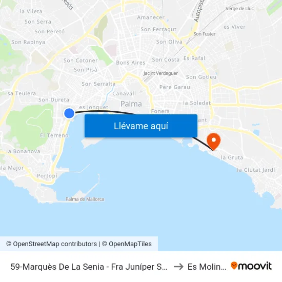 59-Marquès De La Senia - Fra Juníper Serra to Es Molinar map
